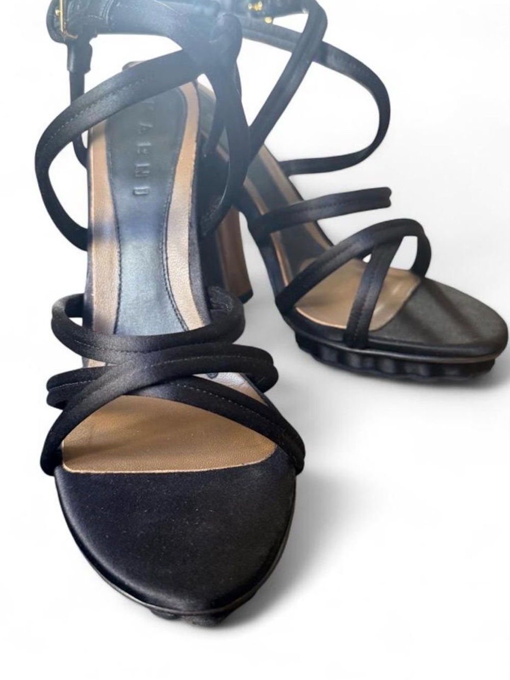 Marni Black Strappy Silk Heel Sandals